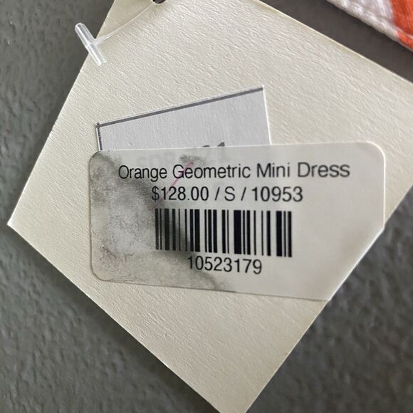 BE BOHO Mini Dress Short Sleeve Pockets Modal Sheer Geometric Womens S Orange - Picture 5 of 10